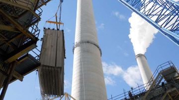 Hunter Power Plant Demolition smoke stack and hoist