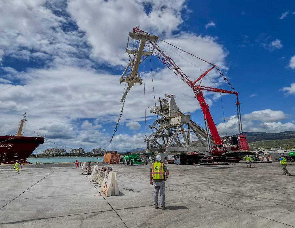 Largest crane pick: A-frame structure totaling 140,000 lbs.